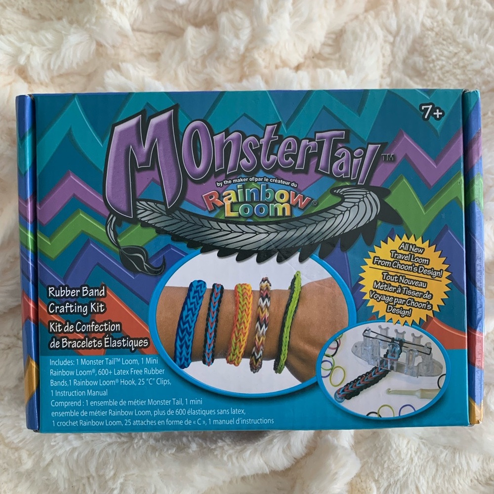 Monster tail loom,kids turn colourful rubber bands into bracelets,rings,charms